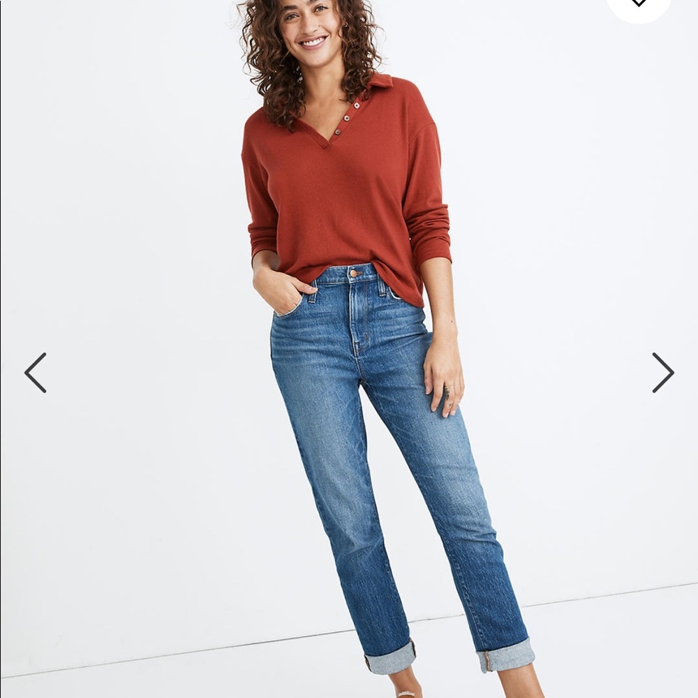 Madewell high rise slim boy jean in moorland wash